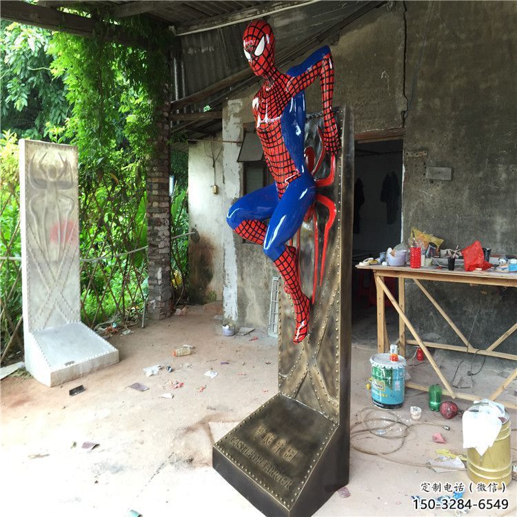 店門口蜘蛛俠雕塑 創(chuàng)意景觀雕塑 卡通擺件