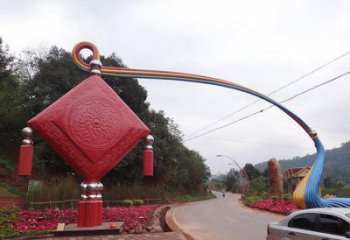 街道中國(guó)結(jié)雕塑 現(xiàn)代景觀雕塑 彩繪文化雕塑