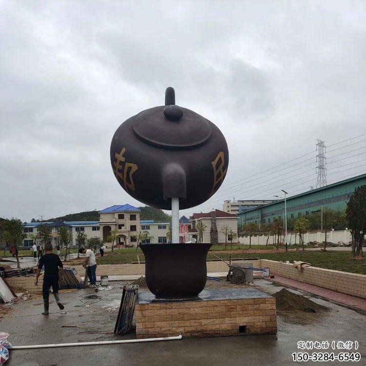 仿真天壺雕塑 電鍍現代懸空雕塑 部隊流水雕塑