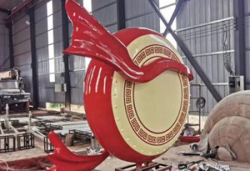仿真戰鼓雕塑 電鍍現代喜慶雕塑 部隊民族雕塑