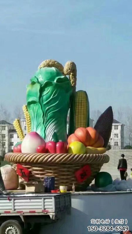 雕塑果籃制造，街景小品，景觀白菜果籃雕塑優價