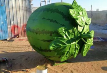 制造果籃雕塑展品，鋼管組合，西瓜果籃雕塑常用