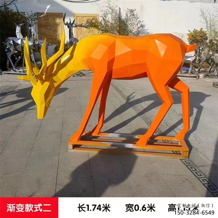 小鹿雕塑訂做，景區(qū)雕塑，烤漆小鹿雕塑定價(jià)