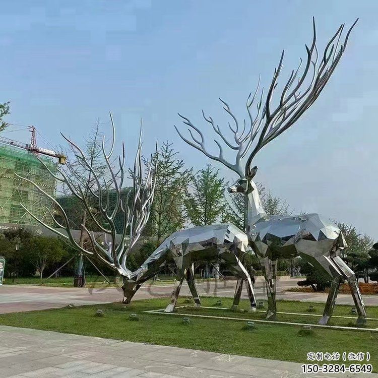 景觀小鹿雕塑選用，美陳雕塑，抽象切面小鹿雕塑標準