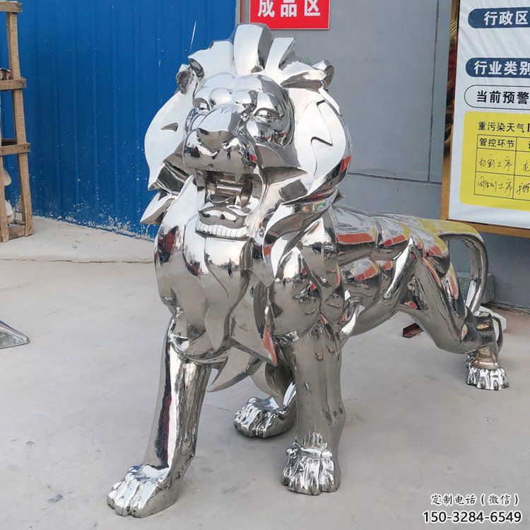 仿真獅子雕塑優選，鏡面藝術，景觀不銹鋼獅子雕塑選用