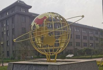 鏤空地球儀雕塑制造商，校園雕塑，烤漆地球儀雕塑廠家