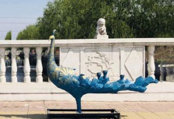 彩繪孔雀雕塑批發，靜態雕塑，仿古孔雀雕塑生產商