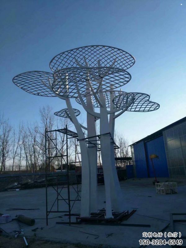 蘑菇樹雕塑加工，美陳雕塑，廣場鏤空蘑菇樹雕塑預定