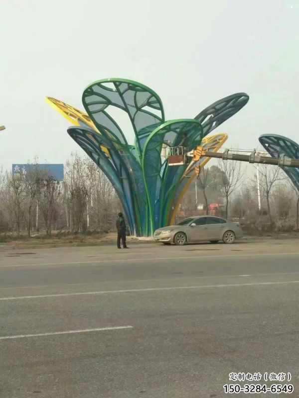 樹葉雕塑制造商，美陳雕塑，烤漆樹葉雕塑定制廠家