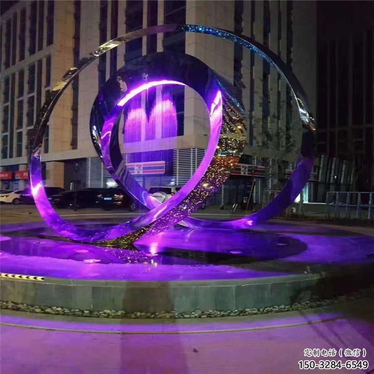 圓環雕塑標準，彩鋼制作，燈光圓環雕塑優價