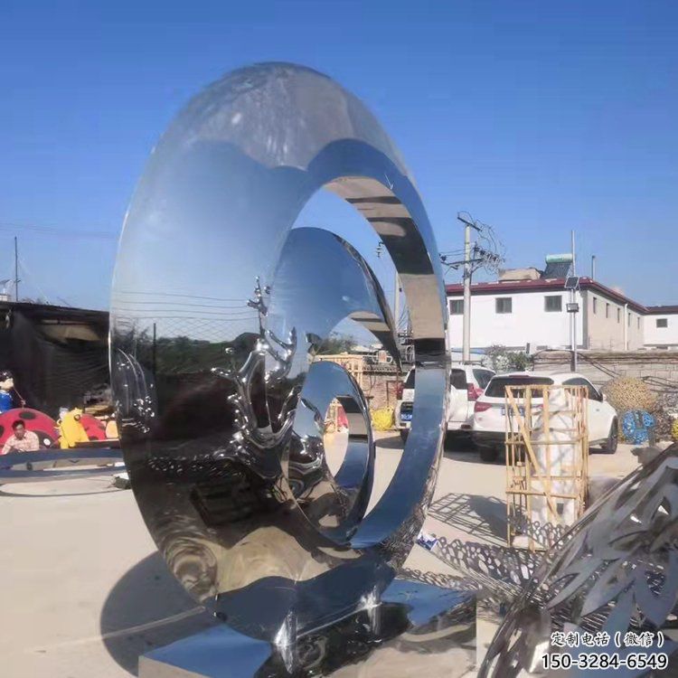 校園圓環(huán)雕塑，拉絲景觀雕塑，抽象主題