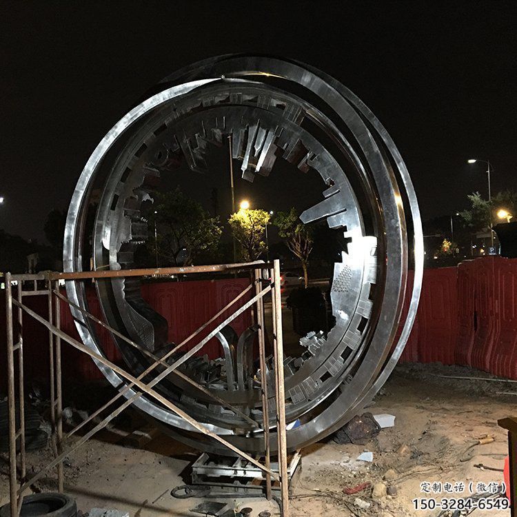 圓環(huán)雕塑制造商，酒店擺件，不銹鋼圓環(huán)雕塑定制