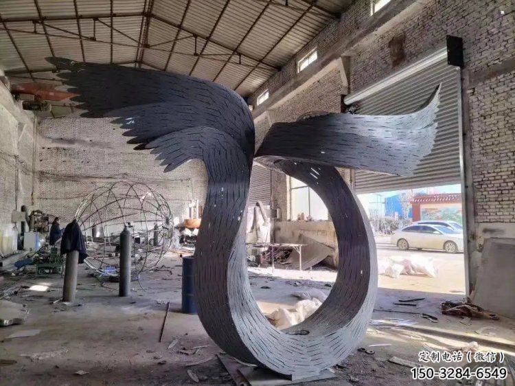 鋼結(jié)構(gòu)鳥翅雕塑指用，景觀雕塑，不銹鋼鳥翅雕塑點擊