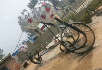 百色大型蒲公英坐凳雕塑，現代元素設計，不銹鋼坐凳雕塑