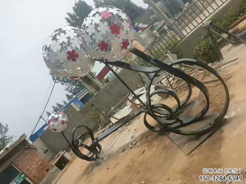 賀蘭大型蒲公英坐凳雕塑，現代元素設計，不銹鋼坐凳雕塑