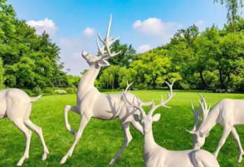 鄂爾多斯梅花鹿雕塑定價，景觀概念，玻璃鋼梅花鹿雕塑預定