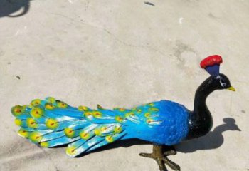 金鳳彩繪孔雀雕塑制作選用，景區(qū)案例，動(dòng)物美陳雕塑