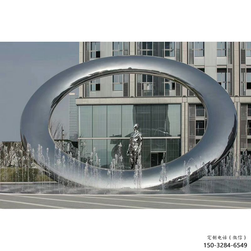 上城小區圓環雕塑，水簾噴泉雕塑，水景藝術效果