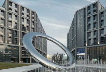 溫州水簾圓環雕塑，直噴式旱地水景噴泉雕塑